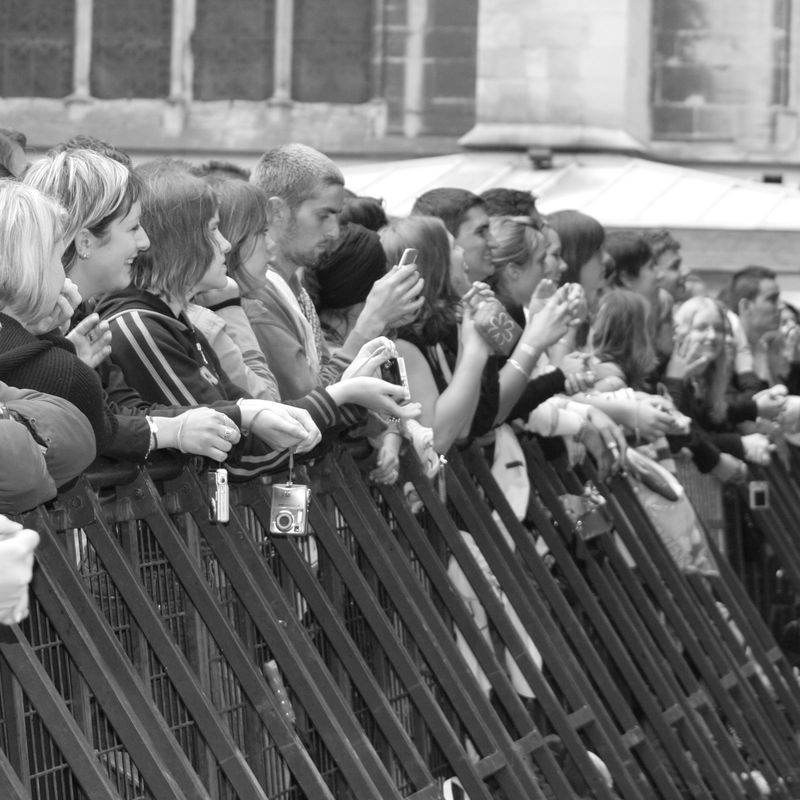 Des fans contre les barrières d'un concert